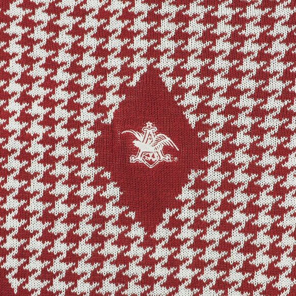 Vintage Antigua Sweater Mens Large Red Houndstooth Anheuser USA Cotton Pullover - Picture 4 of 9